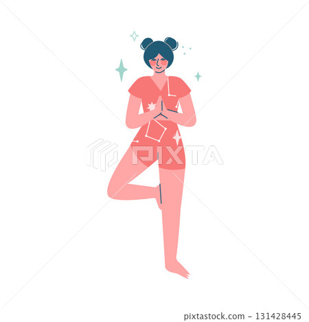 Mystic with Woman Character with Esoteric Astrological Sign Vector Illustration 131428445