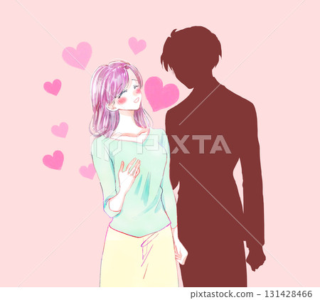 戀愛中的男人與女人的剪影 131428466