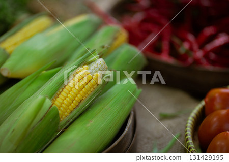 Fresh Corn Available for Purchase at Local Market Stall for Everyone to Enjoy Today Fresh Corn Available for Purchase at Local Market Stall for Everyone to Enjoy Today 131429195