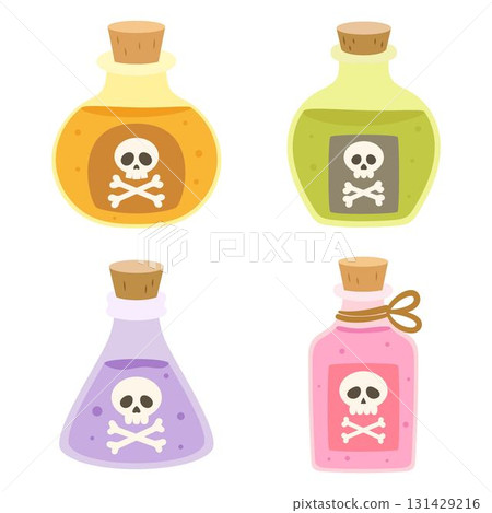 set of bottle with poison, flat style set of bottle with poison, flat style 131429216
