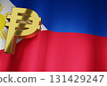 PHP Peso Currency Sign of Philippine Money Exchange on Philippine National Flag for Business Financial background, 3D Rendering. 131429247