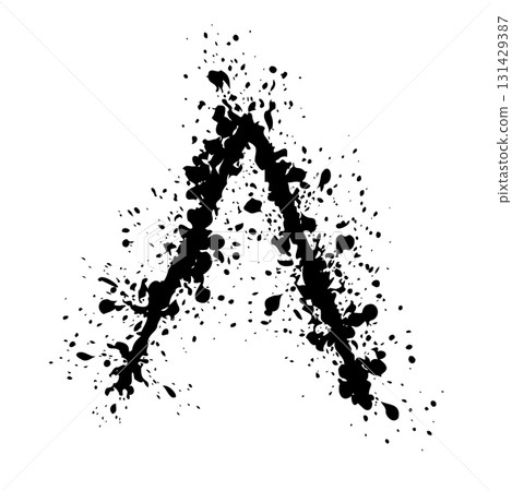 Hand drawn Arabic number 8 with ink splash effect. Black artistic digit in grunge splattered style. Vector illustration isolated on white background. 131429387