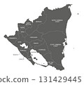 Vector map of Nicaragua with departments, autonomous regions and administrative divisions. Editable and clearly labeled layers. 131429445