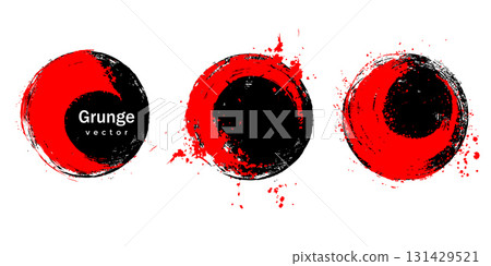 Round banner of red with black color.Grunge brush strokes. Template for advertising vector. Round banner of red with black color.Grunge brush strokes. Template for advertising vector. 131429521