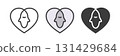 Heart with profile heads icons bundle, outline and filled. Line versions include editable stroke. Isolated vector illustrations. 131429684
