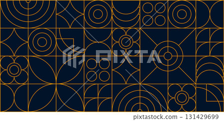 Art Deco Geometric Line Art Banner and Mosaic Luxury Retro Pattern with Circle forms, sun, leaves in a Vector illustration Art Deco Geometric Line Art Banner and Mosaic Luxury Retro Pattern with Circle forms, sun, leaves in a Vector illustration 131429699