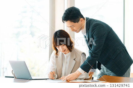 Two businessmen having a meeting 131429741