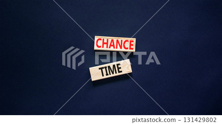 Chance time symbol. Concept word Chance time on beautiful wooden blocks. Beautiful black paper background. Business chance time concept. Copy space. 131429802