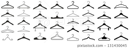 Clothes Hanger Vector Icon Set. Fashion, Wardrobe, and Laundry Vector Symbols. Clothes Hanger Vector Icon Set. Fashion, Wardrobe, and Laundry Vector Symbols. 131430045