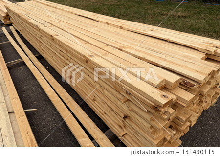 Wooden planks in a hardware store warehouse 131430115