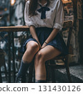 High school girl sitting on the bench 131430126