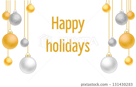 帶有文字空間的金色和銀色聖誕球插圖 131430283