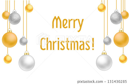 Illustration of gold and silver Christmas balls with text space Illustration of gold and silver Christmas balls with text space 131430285
