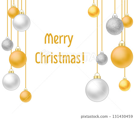 Illustration of gold and silver Christmas balls with text space Illustration of gold and silver Christmas balls with text space 131430459