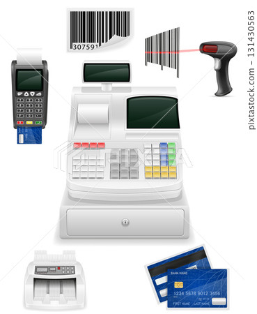 cash register equipment for a shop cartoon stock vector illustration 131430563