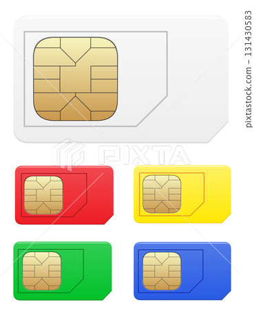 plastic sim card colour cartoon stock vector illustration 131430583