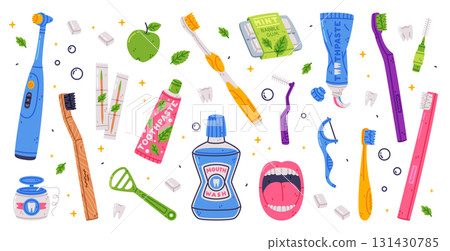 Oral Hygiene and Dental Object and Element Vector Set 131430785