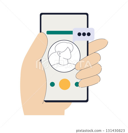 Hand Holding Smartphone Use Internet and Modern Gadget Vector Illustration 131430823
