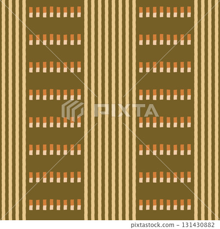 Abstract geometric vector seamless pattern. Modern minimal design with hand drawn vertical stripes on warm olive green muted background. Retro autumn repeat tile for fabric, print, wallpaper, textile 131430882