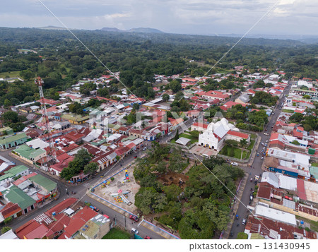 San Marcos town on Masaya volcano background 131430945