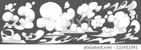 White smoke puffs with cloud and comic effects 131431041