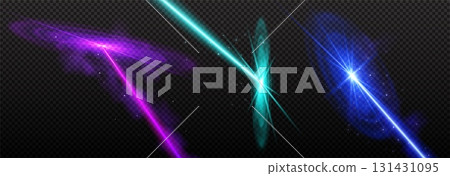 Neon laser beam effects on transparent background 131431095