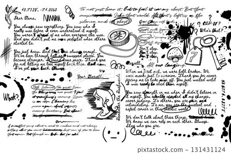 Hand write scribble letters with text Hand write scribble letters with text 131431124