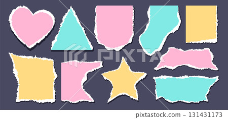 Ripped color paper pieces set Ripped color paper pieces set 131431173