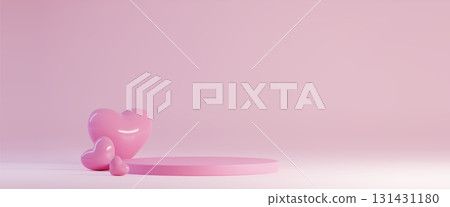 Heart podium 3d composition 131431180