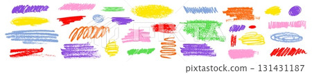 Colorful crayon brush scribble set Colorful crayon brush scribble set 131431187