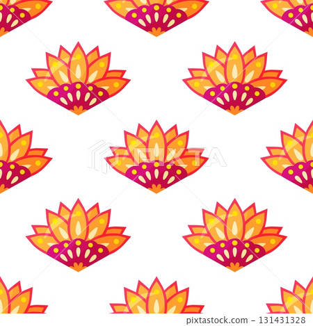 Diwali Seamless Lotus Flower Pattern 131431328