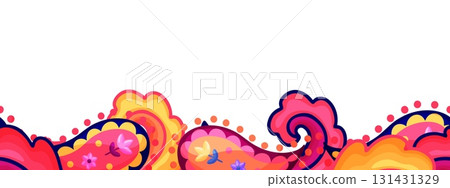 Seamless Diwali Paisley Ornament Border 131431329