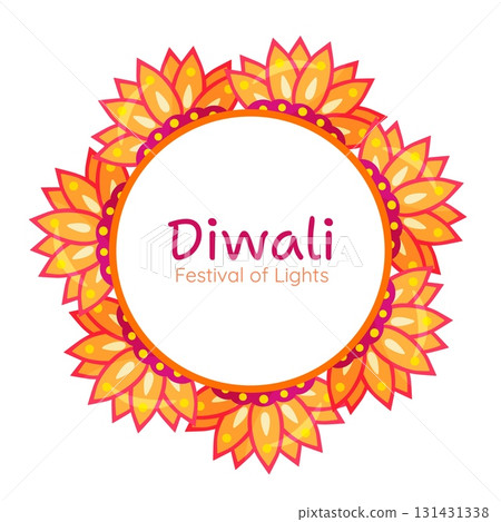 Diwali Festival Circular Floral Frame 131431338