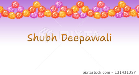 Shubh Deepawali Greeting Card with Flower Garland 131431357