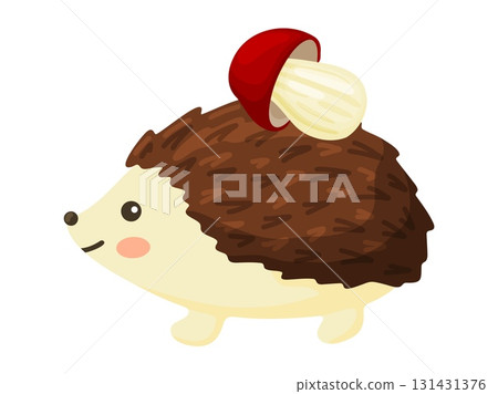 Cute Hedgehog with a Mushroom Illustration 131431376