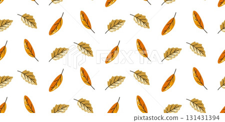 Golden Brown Autumn Leaves Scattered Pattern 131431394