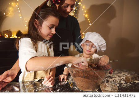Family Christmas Baking With Mom And Kids: Gingerbread House Fun Family Christmas Baking With Mom And Kids: Gingerbread House Fun 131431472