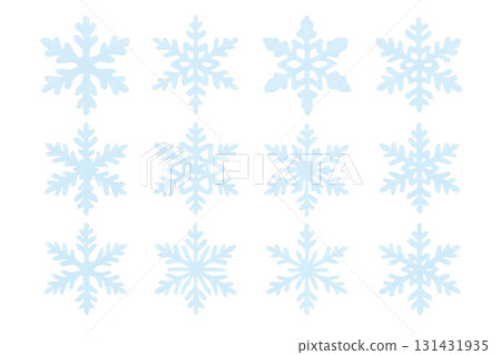Transparent light blue snowflake set 131431935