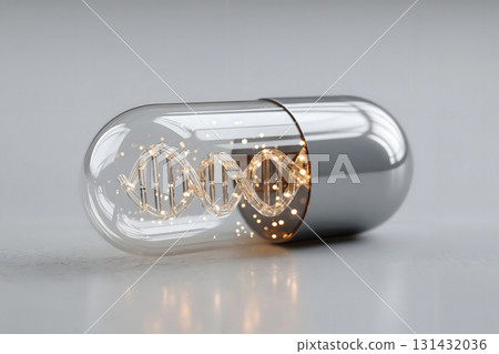 DNA Helix Inside a Futuristic Capsule DNA Helix Inside a Futuristic Capsule 131432036