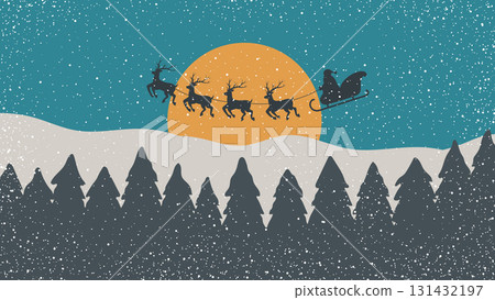 Santa Claus flying in sleigh 131432197