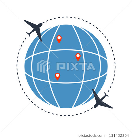 worldwide travel illustration 131432204