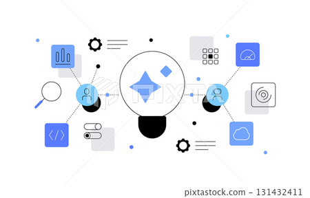 People and AI. Human and robot communicating People and AI. Human and robot communicating 131432411