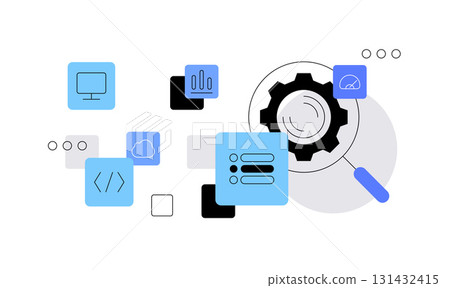 Data and research. Abstract flat illustration. Web banner Data and research. Abstract flat illustration. Web banner 131432415