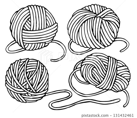 Vector illustration on the theme of knitting and crocheting. A set of balls of yarn and knitting tools. Vector illustration on the theme of knitting and crocheting. A set of balls of yarn and knitting tools. 131432461