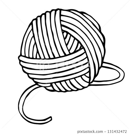 Vector illustration on the theme of knitting, crochet. Ball of yarn. 131432472