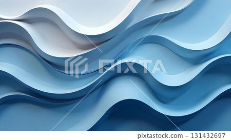 Abstract blue waves create a dynamic visual experience in modern interior design 131432697