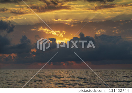 Shot of the dramatic sunset by the beach Shot of the dramatic sunset by the beach 131432744
