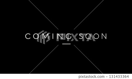 Minimalist white COMING SOON text on black background with thin underscore and spacing 131433364