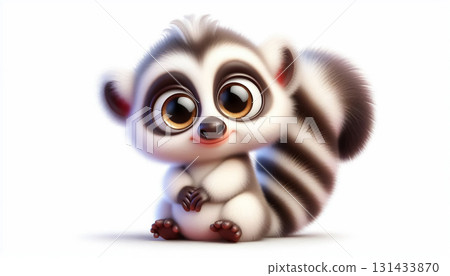 Funny cartoon of a lemur on white background 131433870