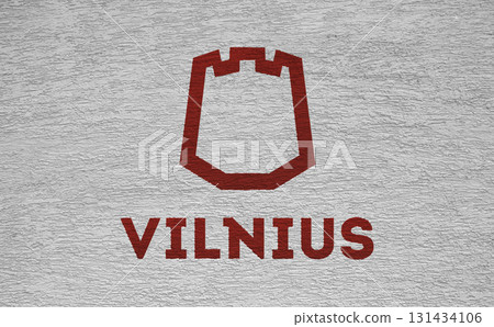 The official flag of the capital of Lithuania, Vilnius, on a plaster wall texture. Conceptual collage The official flag of the capital of Lithuania, Vilnius, on a plaster wall texture. Conceptual collage 131434106